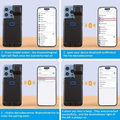 Alacrity Bluetooth 2D Barcode Scanner Back Clip QR Wireless Reader Phone Android