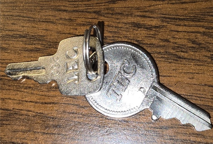 TEC Cash Register Keys – Set of 2 – Drawer Key 21N Printer Cover Key 250