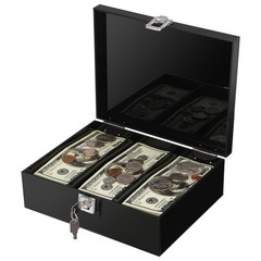 Acrylic Lockable Cash Storage 3 Slots Money Holder Cash Organizer Currency Tr…