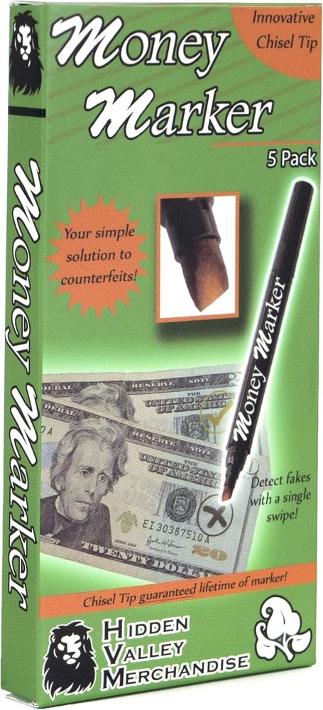 Money Marker (5 Counterfeit Pens) – 5 Count (Pack of 1), Black