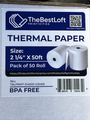 2 1/4 x 50 Thermal Paper 50 Rolls Credit Card & Cash Register POS Receipt Paper