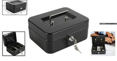 Versatile Locking Cash Box – Medium Size, Removable Tray, Key Access, Black