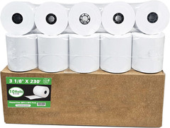 Phenol Free Thermal Paper (10 Rolls) 3 1/8 x 230 Receipt Rolls fits all Clover P