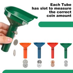 Coin Sorter Tray & Tube Set – 4 Color Coded Coin Separators + 100 Assorted Wrapp