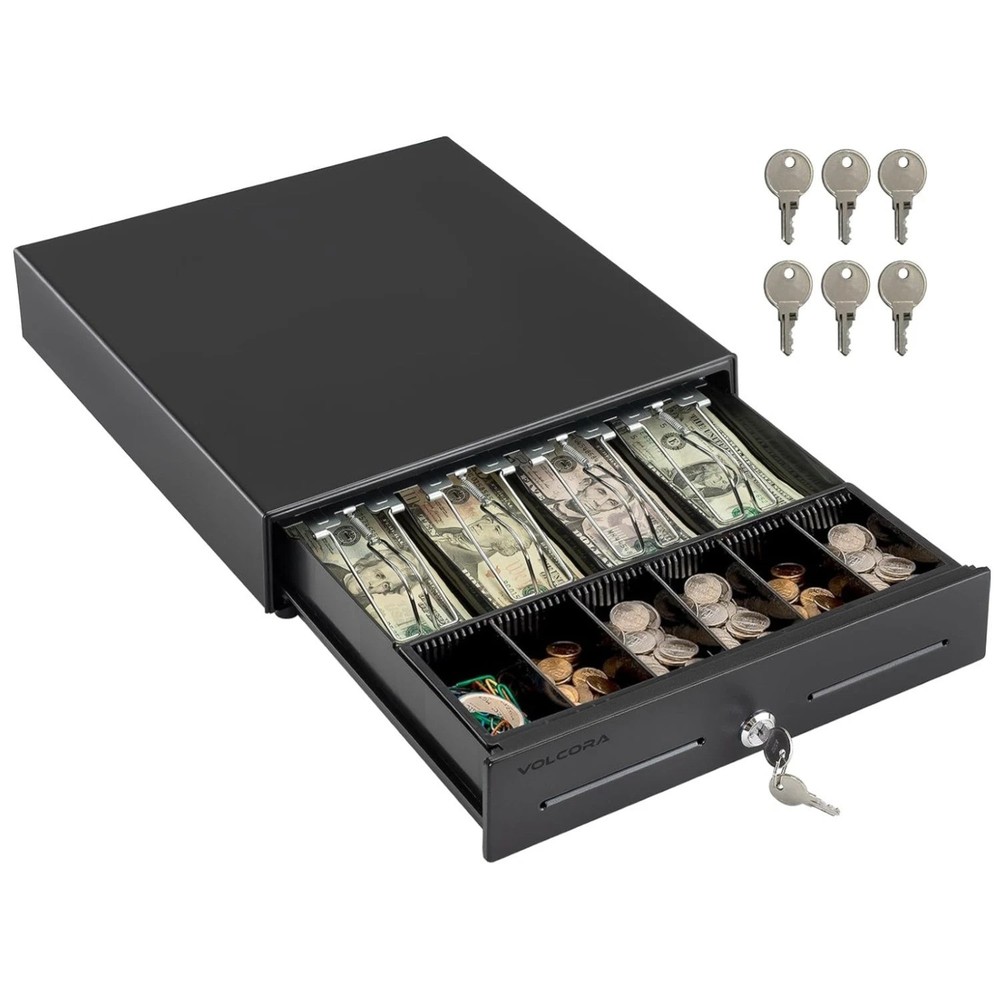 POS Cash Drawer 13″ with Removable Coin Compartment – Black
