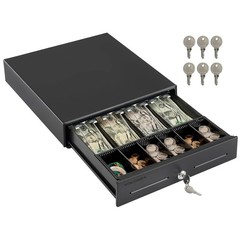 POS Cash Drawer 13″ with Removable Coin Compartment – Black