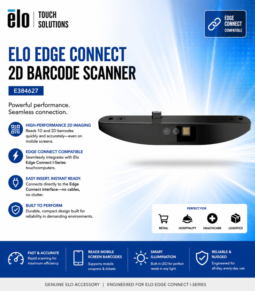 🍀 NEW! Elo Edge Connect 2D Barcode Scanner Reader USB E384627 Zebra SE4720 LOT