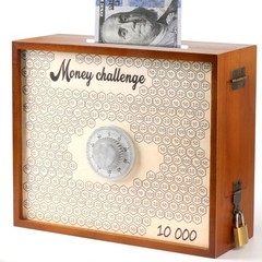 10000 Savings Challenge Box with Lock, Large Wooden 10k Money Saving Box Save…
