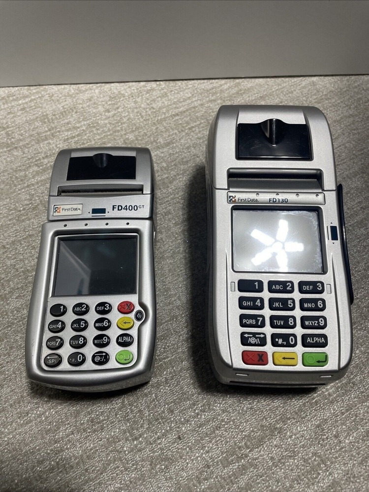 First Data FD130 FD400 GT Credit Card Terminal Silver Lot Of Two Unit Only