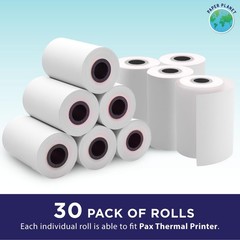 Thermal Receipt Paper for Pax Terminal Printers by Paper Planet | 30 Rolls | …