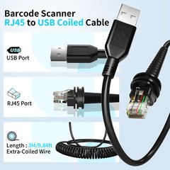 3M USB to RJ45 Cable For Barcode Scanners 1902G-HD 1902G-SR 1470G 1472G 1952G-HD