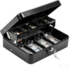 Extra-Large Key Lock Cash Box – Scratch-Resistant Metal Case for Secure Storage