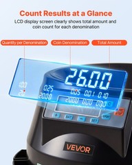 VEVOR Coin Counter Machine 5 Denominations USD Coin Sorter 225 Coins/Min LCD