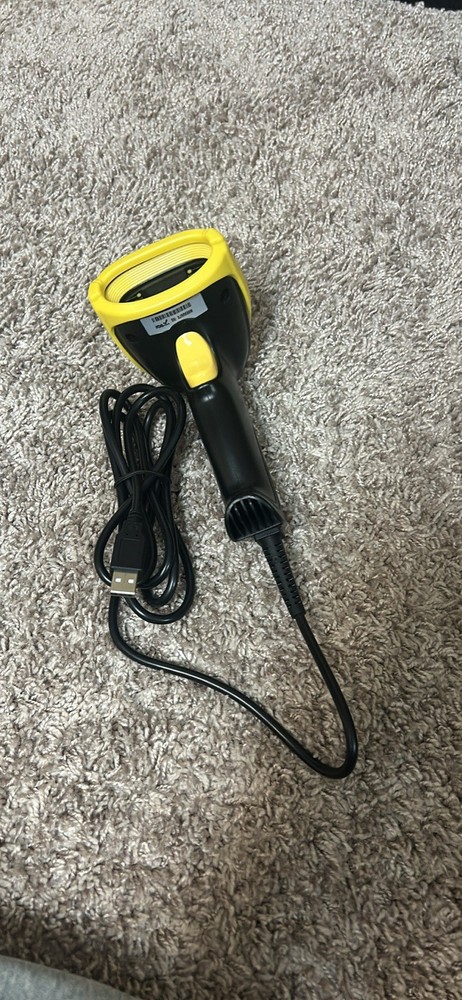 Black and Yellow Handheld Barcode Scanner with USB Cable