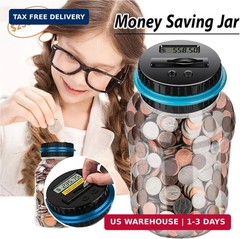Digital Counting Money Jar, Digital Coin Counter with LCD Display Large Capacity