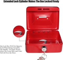 Lightweight Red Metal Coin Bank with Key Control – Safe Storage for Valuables