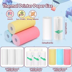 10 Rolls Mini Printer Paper – 5 Thermal Sticky & 5 Plain, 57X25mm for Inkless…