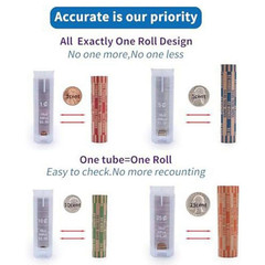 4-In-1 Coin Counter & Sorter Tube Set with Holder Piggy Bank Penny Nickel Dime Q