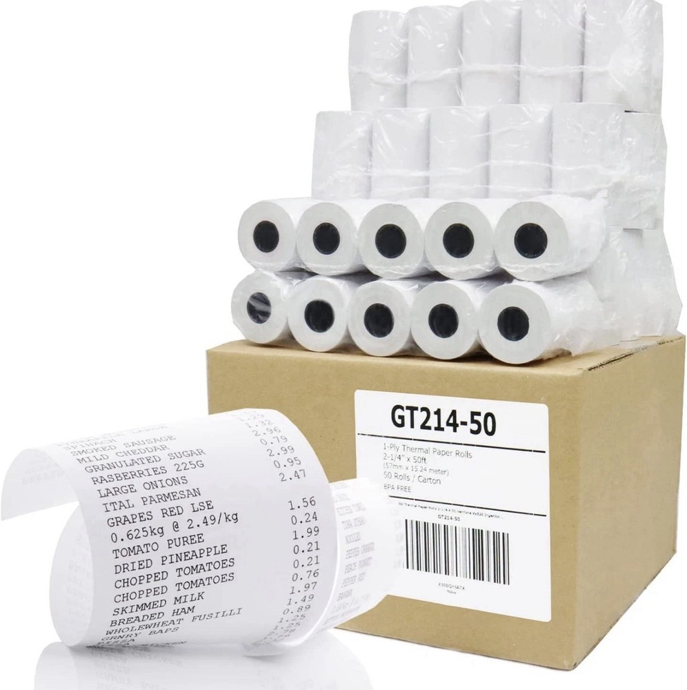 Gorilla Supply Thermal Paper Receipt Roll 2-1/4″ X 50′ BPA Free 50 Rolls