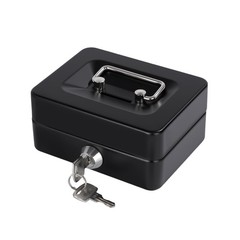 Mini Cash Box Key Lock Black 4.9×3.7×2.4 Inch Small Metal Money Tray Safe Slot