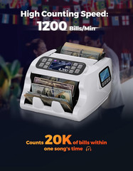 IMC22 Money Counter Machine Mixed Denomination, Dual-Display, CIS/UV/IR/MG Count