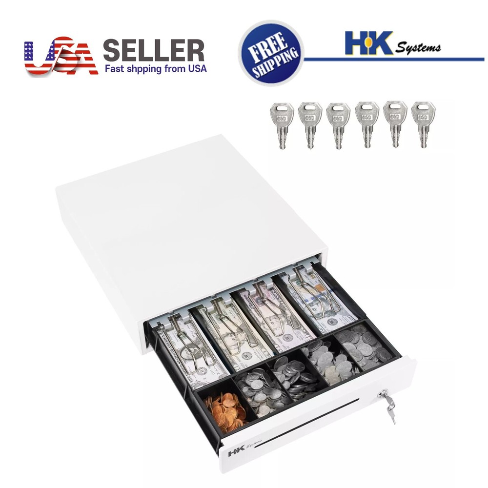 13″ Heavy Duty POS Cash Drawer 4Bill/5Coin, Removable Coin Compartment, 24V, RJ1