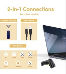 NADAMOO BUR3003 433MHz Wireless Barcode Scanner