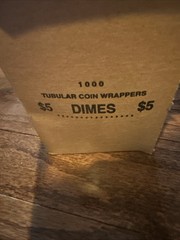 Bank 1 BROWN KRAFT FLAT Tubular Coin Wrappers Dimes $5 1000 Box (MISSING A FEW)