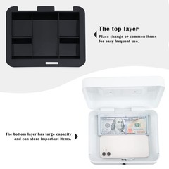 7.87×6.30×3.54 White Medium Steel Cash Box, Removable Coin Tray, Key Lock
