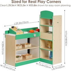 Wooden Grocery Store Playset for Kids with Checkout Counter Pretend Market with
