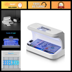 Portable Counterfeit Bill Detector, 8X Magnifier, UV Light, ID & Credit Card Sca