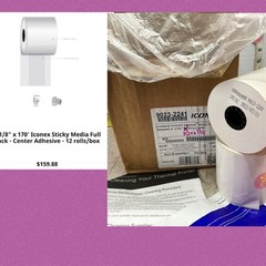 3 1/8″ (80 mm) x 170′ Iconex Full-Tack Sticky Media Linerless Labels (10 rolls)