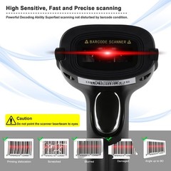 Wireless Barcode Scanner 2.4G 1D Handheld Cordless Reader 100ft Range Black
