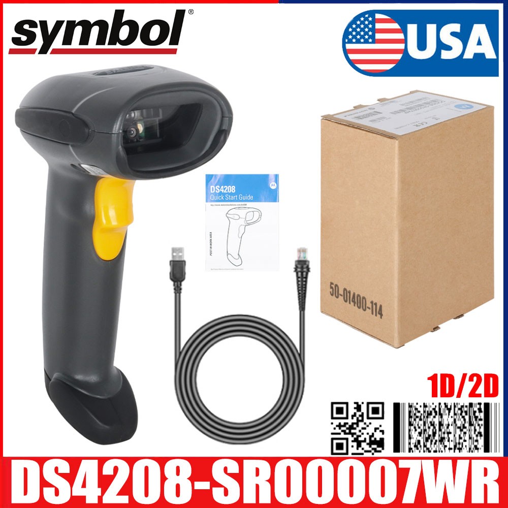 Symbol DS4208-SR00007WR 1D 2D Handheld Barcode Scanner Imager with USB Cable USA