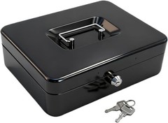 10″ Cash Box with Money Tray, Black, Large | Metal Money Safe Lock Box, Key L…