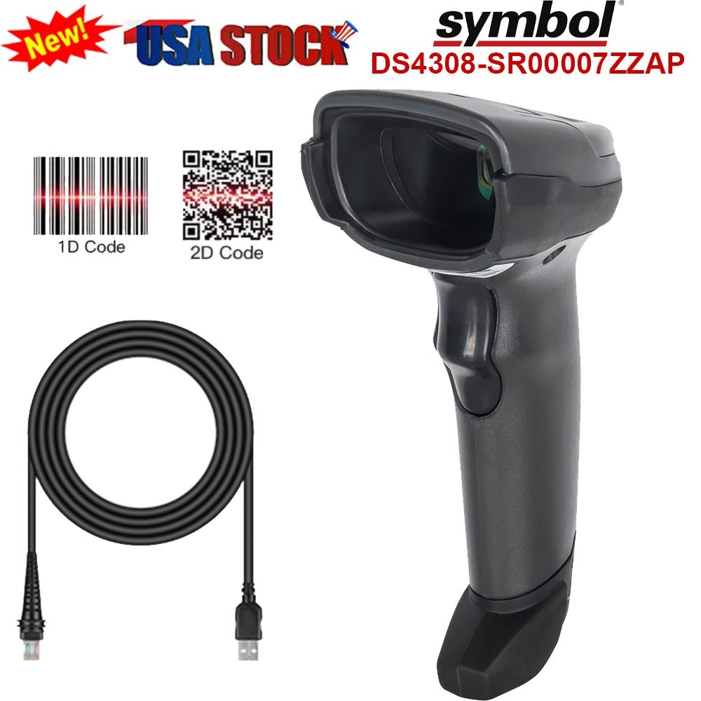Symbol Zebra DS4308-SR00007ZZAP 1D 2D Handheld Barcode Scanner Reader USB Kit US