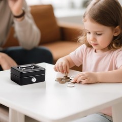 Secure X-Small Black Cash Box – Portable Lock Box for Savings & Meds, 0.6 lbs