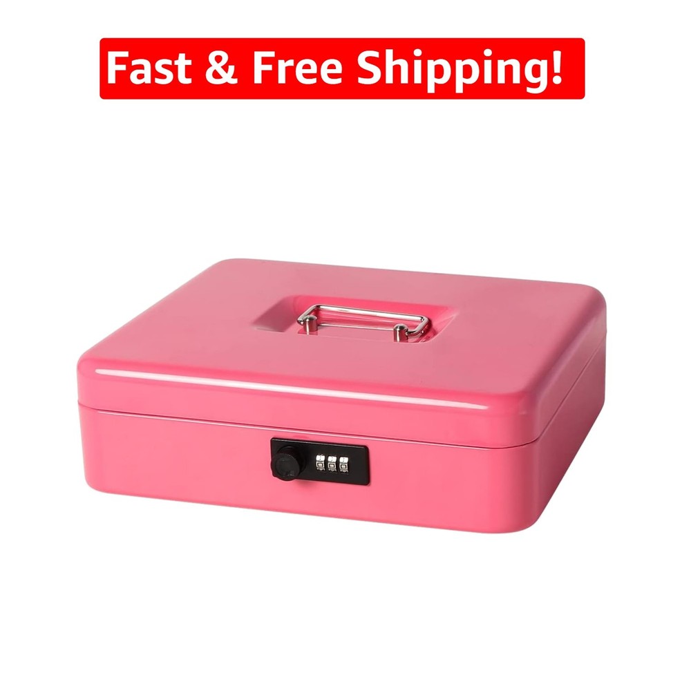 Pink Metal Cash Box with Combination Lock – Safety and Style Combined