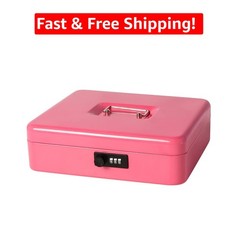 Pink Metal Cash Box with Combination Lock – Safety and Style Combined