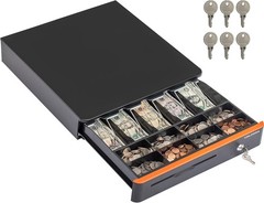 Compact Cash Drawer with Key Lock – 16″ Metal Money Drawer for Safeguarding Cash