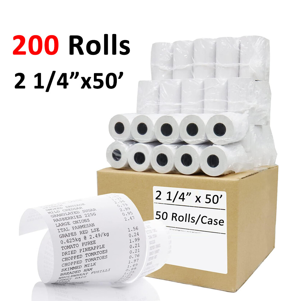 200 Roll Case 2 1/4″ x 50′ Thermal Paper Receipt Roll POS Register Roll BPA Free