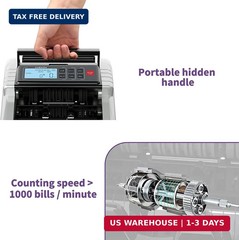 Aneken Money Counter Machine with Value Count, Dollar, Euro UV/MG/IR/DD/DBL/HLF/