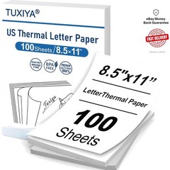 100 Sheets BPA-Free Thermal Printer Paper 8.5 x 11 Inch – Inkless Solution