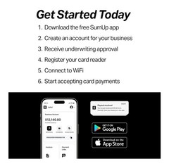 SumUp Solo Credit Card Payment Card Reader with Charging Station. Full Touch-Scr