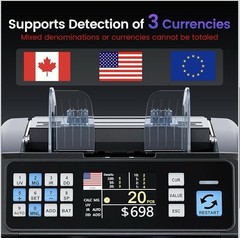 Aneken AL-195 M2 Ultra Money & Bill Counter w/ Value Counting for USD/EUR/CAD