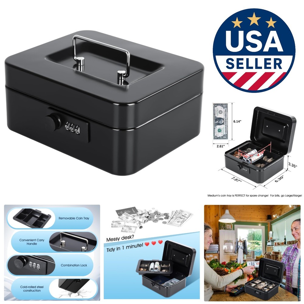 Compact Alloy Steel Cash Box with Secure Combination Lock – Lightweight Design