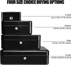 Multi-Functional X-Small Lock Box for Cash & Medication – 4.92” Black Comfort