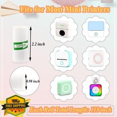 12 Rolls White 57x25mm Sticky Thermal Paper for M02/T02