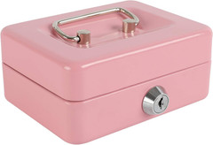 Locking Steel Mini Cash Box with Removable Coin Tray and Key Lock for Kids, 4.92