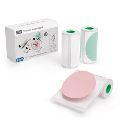 JD-23 Sticker Printer 2 Inch Round Thermal Paper, 3 Rolls Color Label Set (Wh…